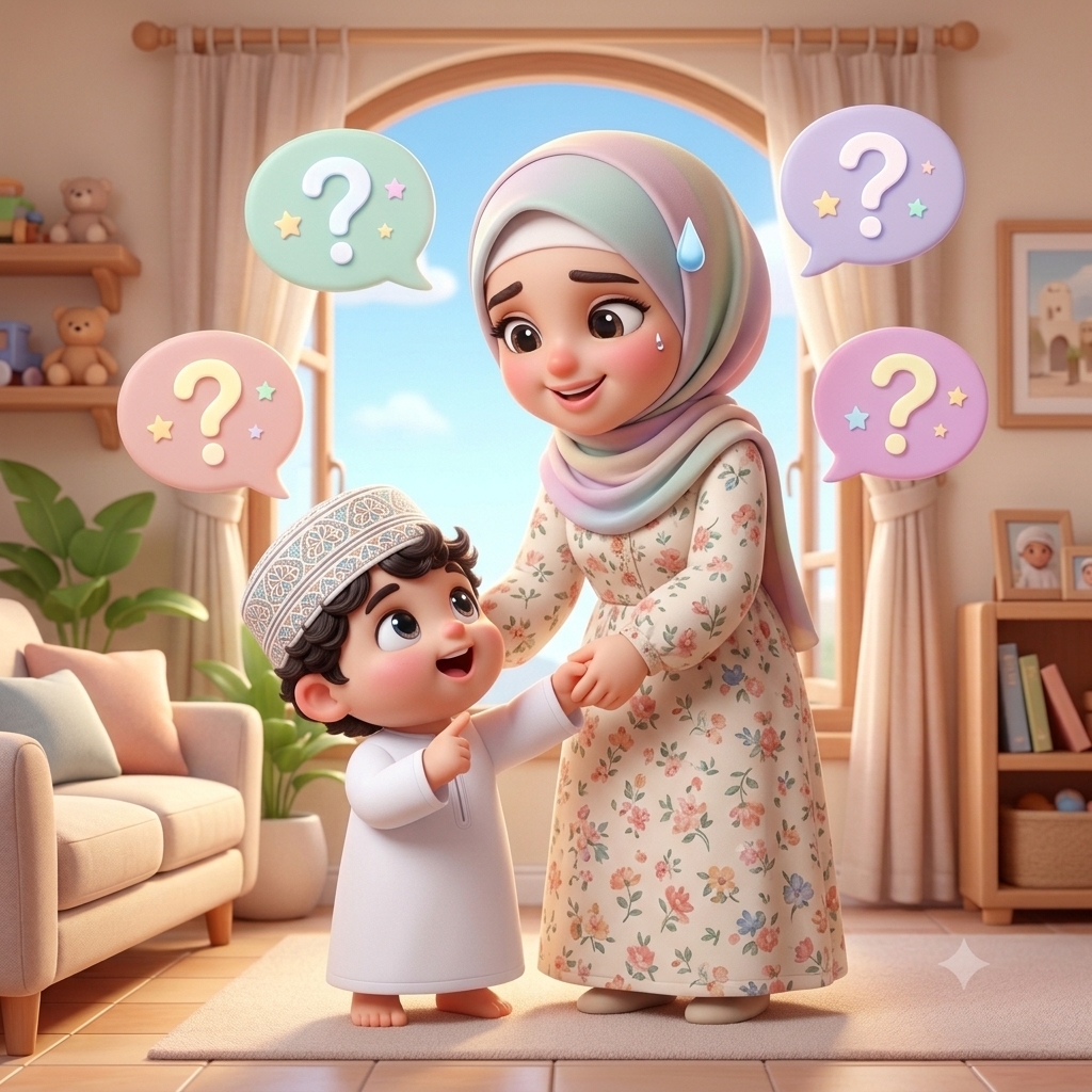 أم تحتار في الإجابة على أسئلة طفلها
